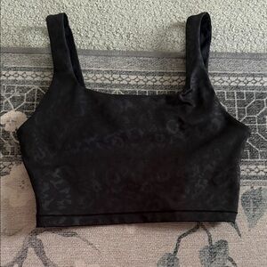 Black Cropped printed long line Top